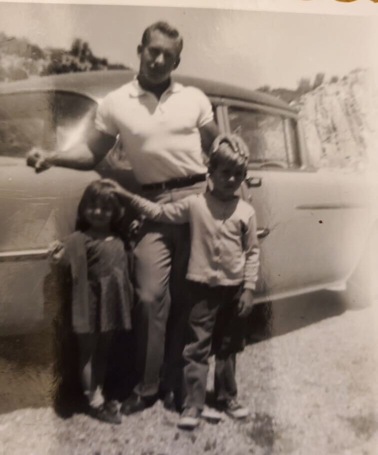 Gail Crick with two of his children