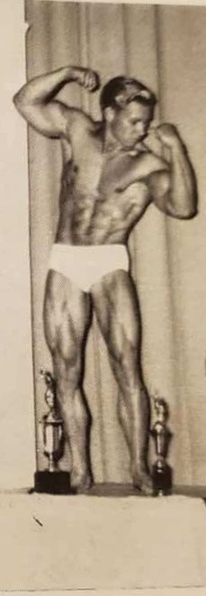 Gail Crick on stage at the Mr. Southwest Physique contest, El Paso 1956