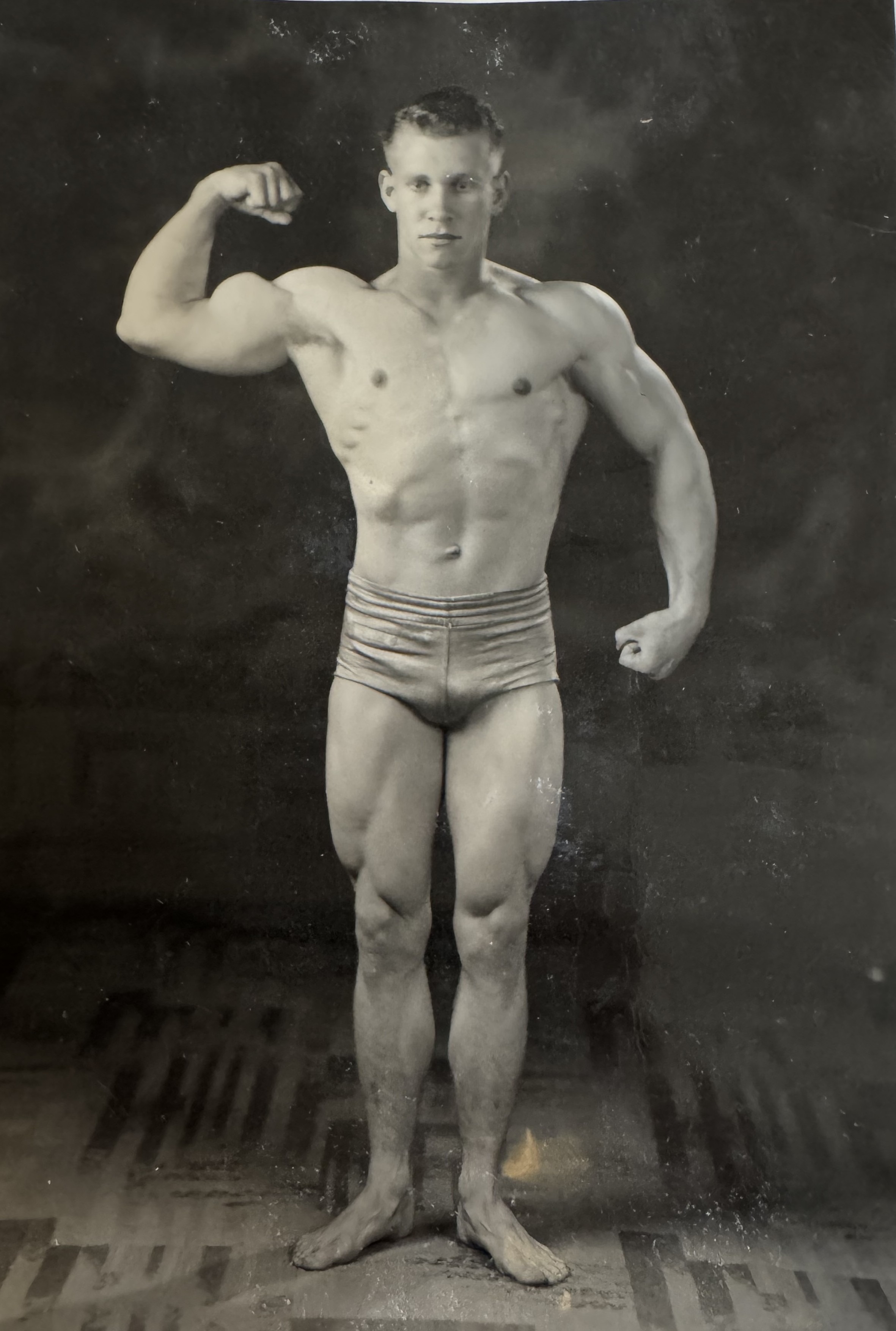 Gail Crick - early studio portrait, single bicep