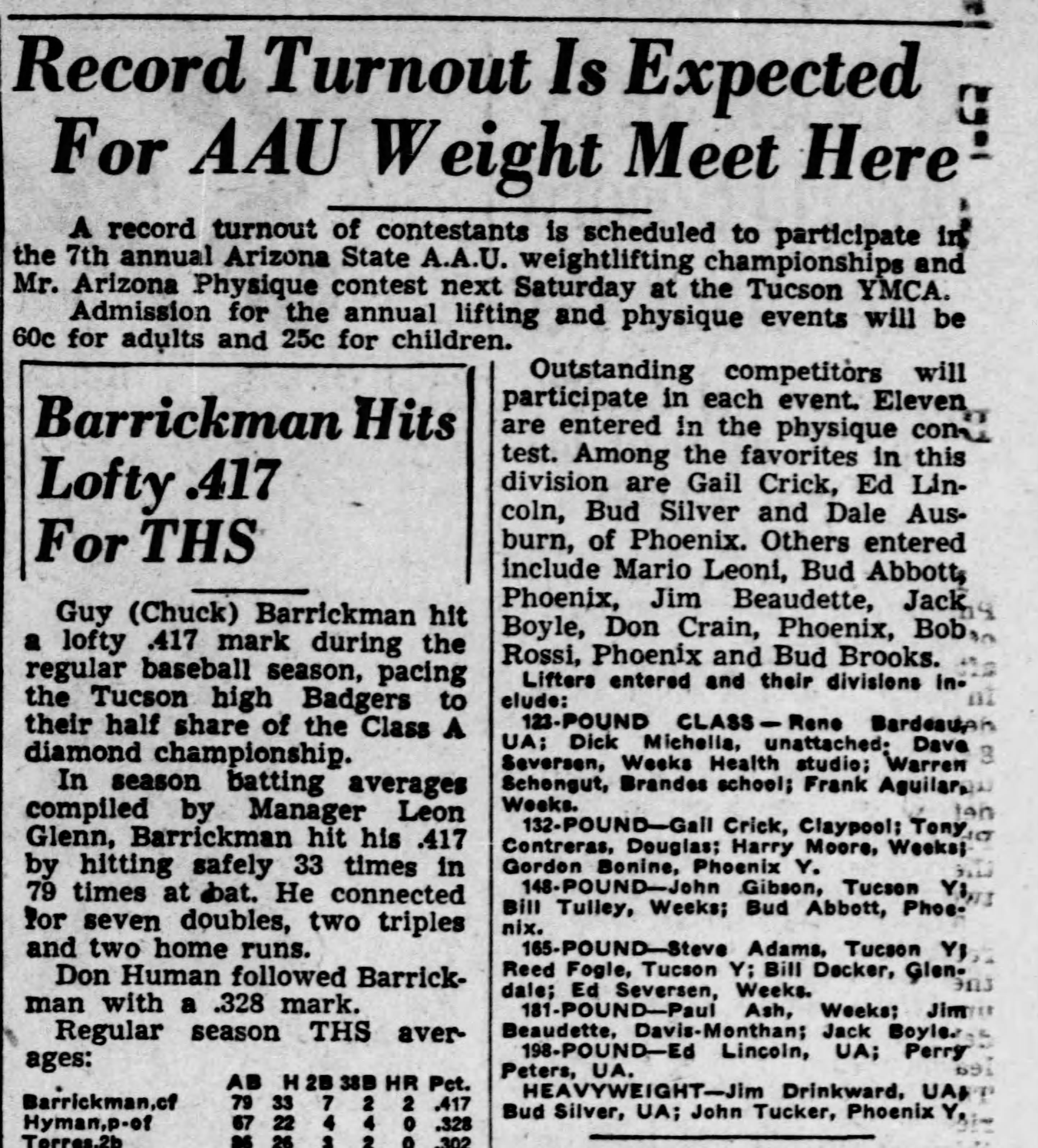 Arizona Daily Star, May 10 1953 - 7th Annual Arizona State AAU Championships preview