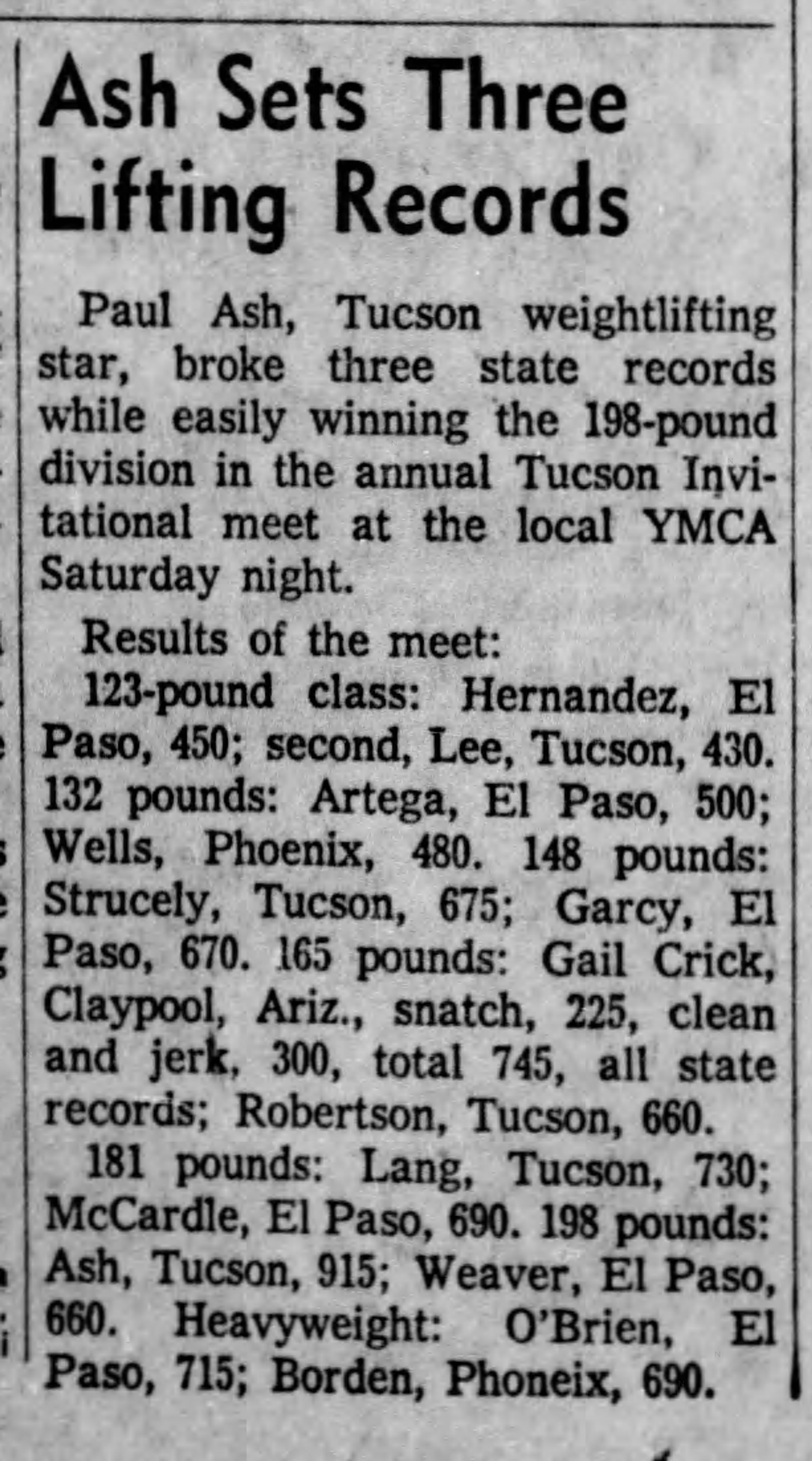 Arizona Daily Star, December 4 1956 - 6 Records Fall In Weight Meet