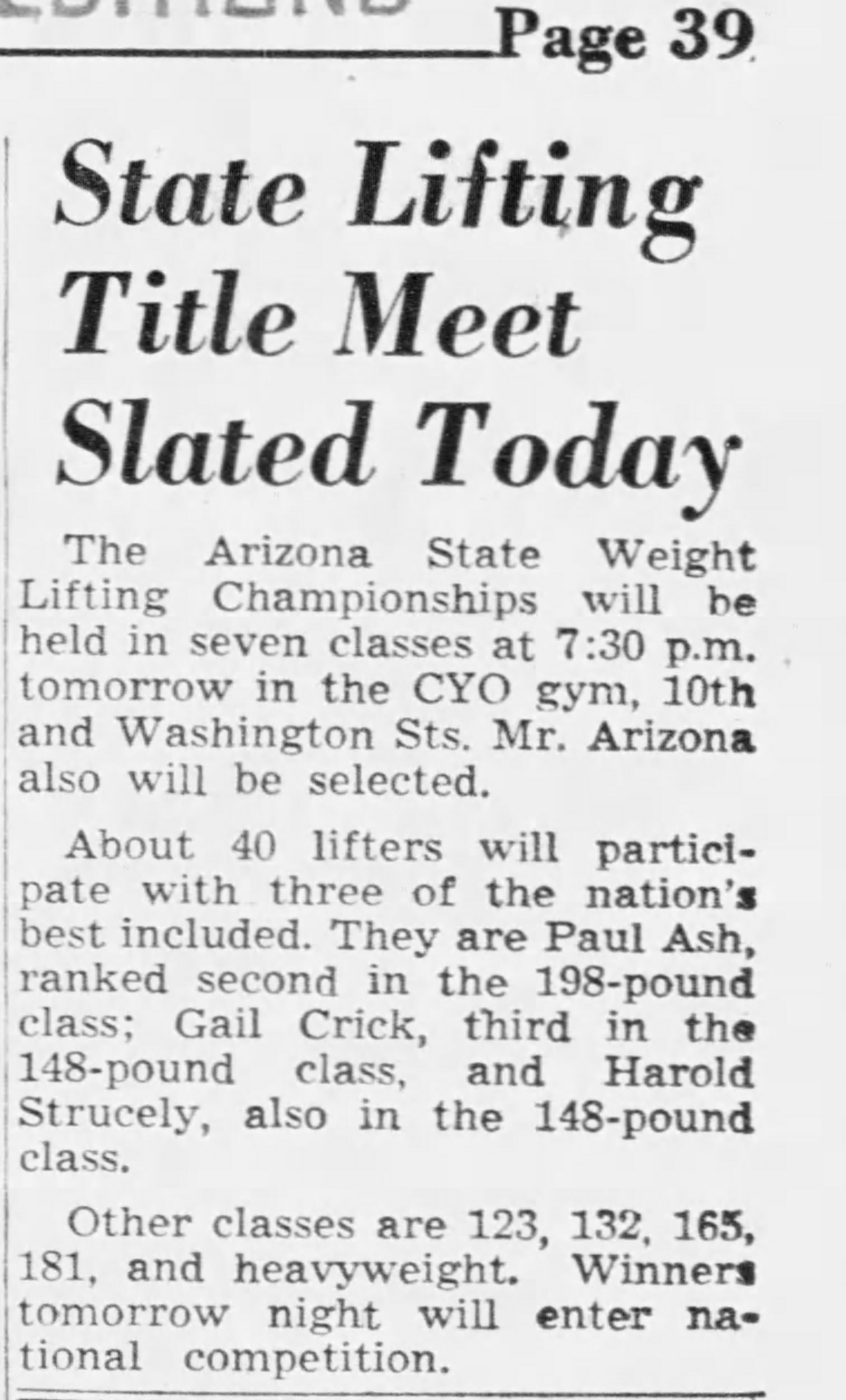 Arizona Republic, March 25 1955 - State Lifting Title Meet Slated Today