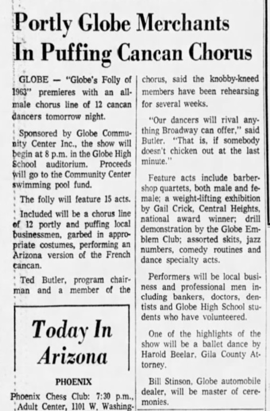 Arizona Republic, February 19 1963 - Globe Folly weightlifting exhibition