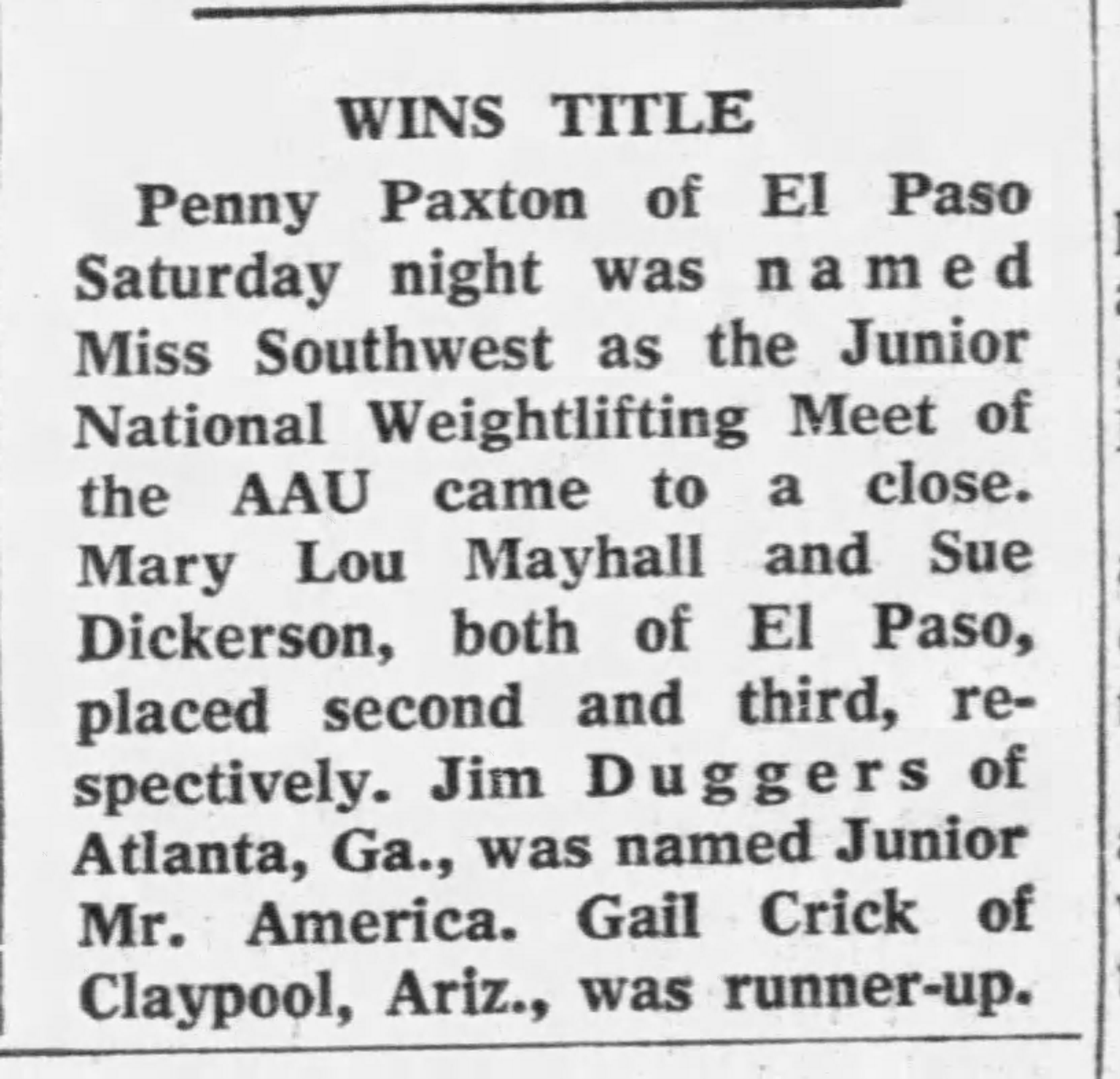 El Paso Times, May 19 1957 - Wins Title