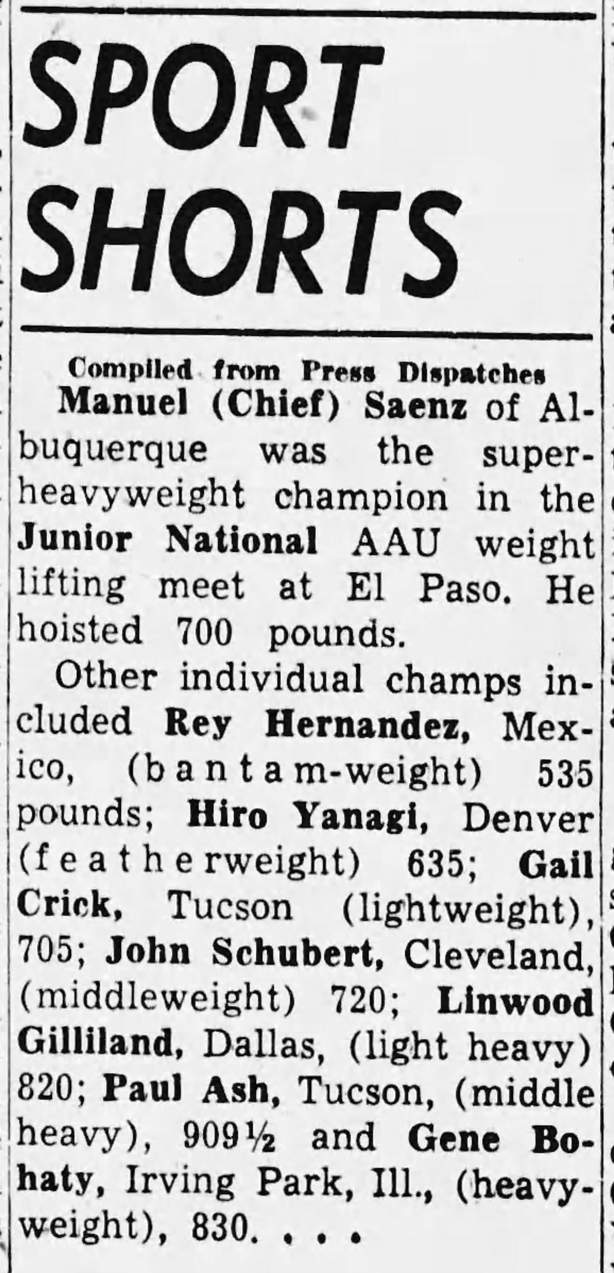 Albuquerque Tribune, May 23 1957 - Sport Shorts