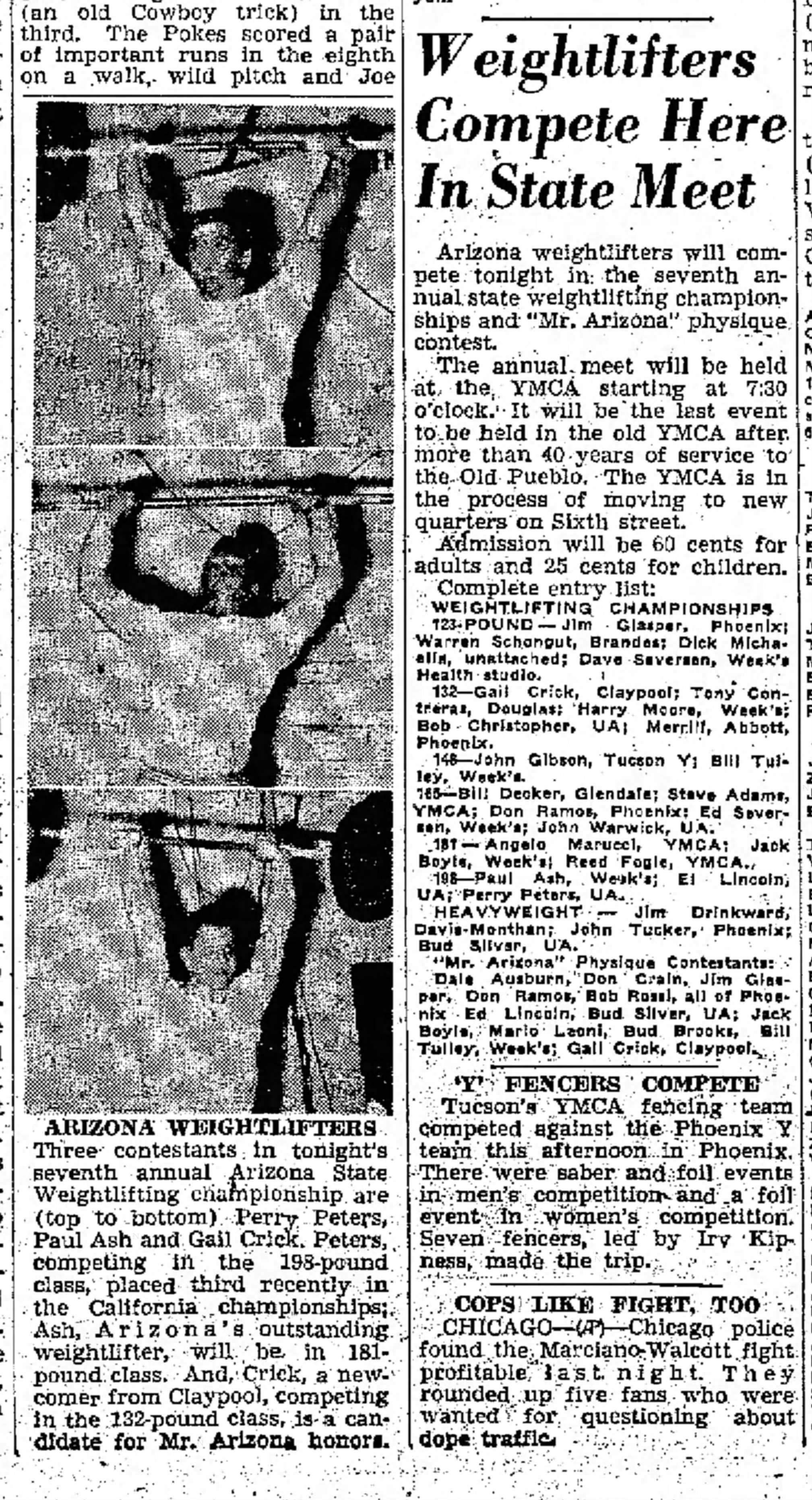 Tucson Citizen, May 16 1953 - Weightlifters Compete Here In State Meet