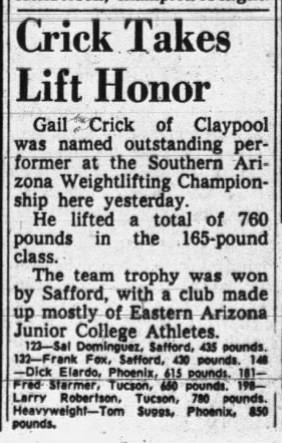 Tucson Citizen, October 22 1962 - Crick Takes Lift Honor